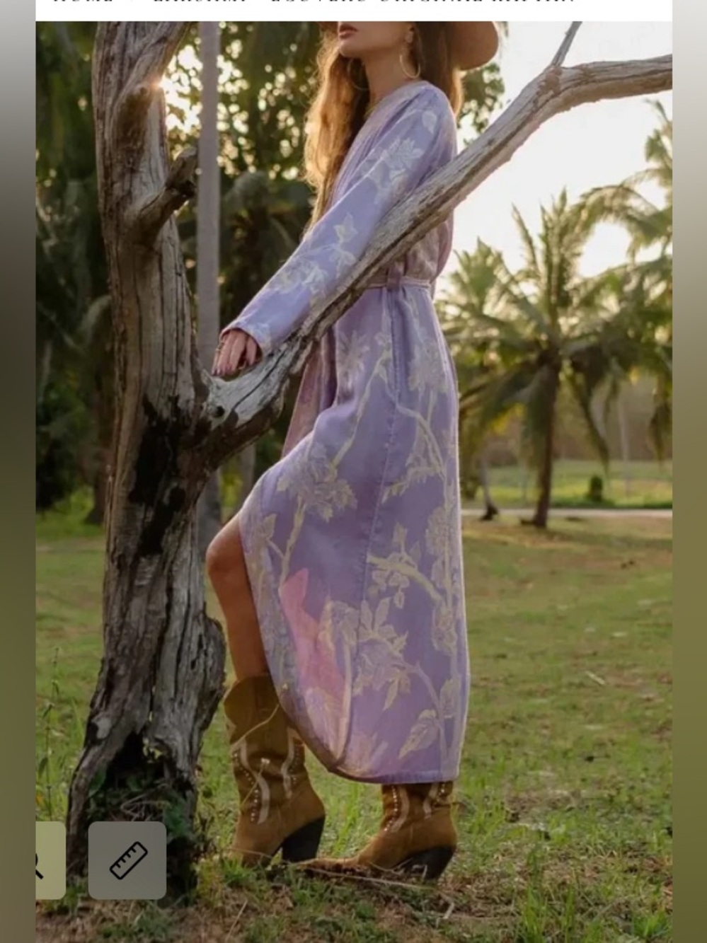 Brahmaki Lilac Floral Long Sleeve Tie-Waist Dress